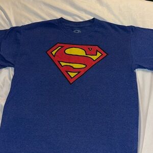 DC Comics Blue Superman Shirt with Red and Yellow Emblem